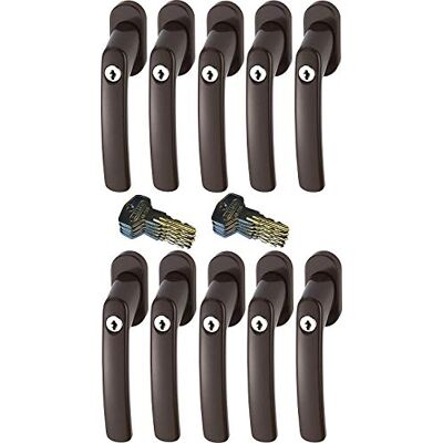 ABUS FG200 B SB Lot de 10 poignées de fenêtre verrouillables Marron - Publicité ABUS FG200 B SB Lot de 10 poignées de fenêtre verrouillables Marron - Publicité