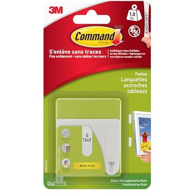 Command Languettes Accroche Tableaux 17205-12, petites, blanches, 12 x 2 languettes - Publicité Command Languettes Accroche Tableaux 17205-12, petites, blanches, 12 x 2 languettes - Publicité