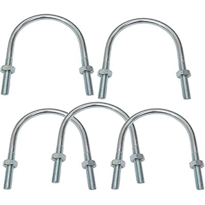 AERZETIX Lot de 5 Boulons en U et 10 Écrous M10-125x92mm en Acier au Carbone Zingué pour Tuyauterie Gris Argenté - Publicité AERZETIX Lot de 5 Boulons en U et 10 Écrous M10-125x92mm en Acier au Carbone Zingué pour Tuyauterie Gris Argenté - Publicité