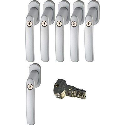 ABUS 442582 FG200 S SB Poignée de Fenêtre verrouillable, argent En Ensemble 6 Pièces - Publicité ABUS 442582 FG200 S SB Poignée de Fenêtre verrouillable, argent En Ensemble 6 Pièces - Publicité