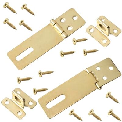 AERZETIX C76242 Lot de 2 moraillons de cadenas verrouillage fermoir de porte fenêtre entrebâilleur antivol mécanisme protection sécurité en métal couleur doré - Publicité AERZETIX C76242 Lot de 2 moraillons de cadenas verrouillage fermoir de porte fenêtre entrebâilleur antivol mécanisme protection sécurité en métal couleur doré - Publicité