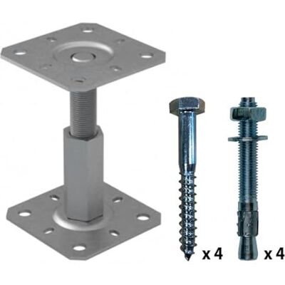 Bases de poteau ING FIXATIONS M20 - Réglable 100-150mm - Publicité Bases de poteau ING FIXATIONS M20 - Réglable 100-150mm - Publicité