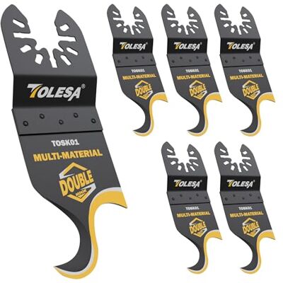TOLESA Lot de 5 lames de scie oscillantes pour outils multifonctions pour couper des matériaux souples, des bardeaux de toiture, des tapis de sol en PVC, du carton - Publicité TOLESA Lot de 5 lames de scie oscillantes pour outils multifonctions pour couper des matériaux souples, des bardeaux de toiture, des tapis de sol en PVC, du carton - Publicité