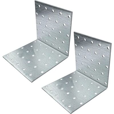 AERZETIX C58982 Lot de 2 Équerres d'assemblage perforées 100x100x100x2 mm pattes de fixation à angle droit à 50 trous ronds montage renforcement étagères meuble bois en acier zingué Z275 - Publicité AERZETIX C58982 Lot de 2 Équerres d'assemblage perforées 100x100x100x2 mm pattes de fixation à angle droit à 50 trous ronds montage renforcement étagères meuble bois en acier zingué Z275 - Publicité