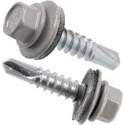 AERZETIX C77442 Lot de 40 Vis à tôle autoperceuses Ø5.5x25 mm + rondelle d'étanchéité EPDM RAL 9006 empreinte de la tête 8 mm hexagonale en acier au carbone - Publicité AERZETIX C77442 Lot de 40 Vis à tôle autoperceuses Ø5.5x25 mm + rondelle d'étanchéité EPDM RAL 9006 empreinte de la tête 8 mm hexagonale en acier au carbone - Publicité