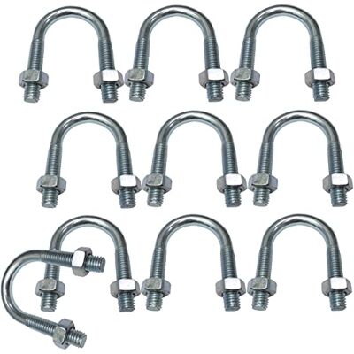 AERZETIX Lot de 10 Boulons en U et 20 Écrous M8-57x33mm en Acier au Carbone Zingué pour Tuyauterie Gris Argenté - Publicité AERZETIX Lot de 10 Boulons en U et 20 Écrous M8-57x33mm en Acier au Carbone Zingué pour Tuyauterie Gris Argenté - Publicité