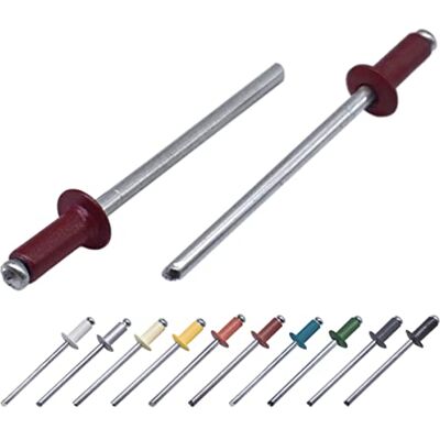 Marcopol Lot de 100 pièces de rivets aveugles peints 4,0 x 8 mm, tête bombée, DIN 7337, rivet en aluminium et mandrin en acier, rivets à pression (100, Rouge vin RAL 3005) - Publicité Marcopol Lot de 100 pièces de rivets aveugles peints 4,0 x 8 mm, tête bombée, DIN 7337, rivet en aluminium et mandrin en acier, rivets à pression (100, Rouge vin RAL 3005) - Publicité