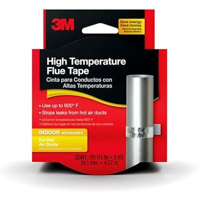 3M Ruban adhésif haute température, ruban d'étanchéité à haute température jusqu'à 600 degrés, rouleau de 4,8 m x 38,1 cm, empêche les fuites des conduits d'air chaud, fabriqué aux États-Unis, argent - Publicité 3M Ruban adhésif haute température, ruban d'étanchéité à haute température jusqu'à 600 degrés, rouleau de 4,8 m x 38,1 cm, empêche les fuites des conduits d'air chaud, fabriqué aux États-Unis, argent - Publicité