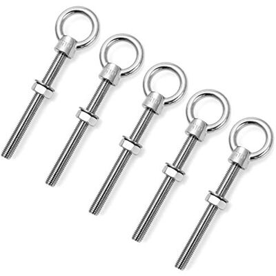QWORK ® Boulons àœil filetés, Boulon àœil en acier inoxydable avec écrou, M10*100mm, 5PCS - Publicité QWORK ® Boulons àœil filetés, Boulon àœil en acier inoxydable avec écrou, M10*100mm, 5PCS - Publicité