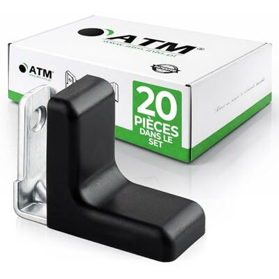 ATM Équerre d’angle avec Cache Noir – Connecteur de Meuble en Acier Galvanisé 90°, Renfort pour Armoire, Étagère, Table, Chaise, Lit – Lot de 20 - Publicité ATM Équerre d’angle avec Cache Noir – Connecteur de Meuble en Acier Galvanisé 90°, Renfort pour Armoire, Étagère, Table, Chaise, Lit – Lot de 20 - Publicité
