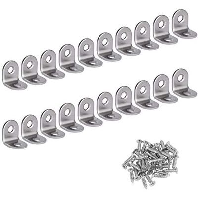 HONGXIN-SHOP Angle Droit Support Inox 90 Degrés Support De Coin support d'angle en forme de L Fixation Équerre Livré Avec Vis Argent 20 Pièces 20 * 20 * 16mm - Publicité HONGXIN-SHOP Angle Droit Support Inox 90 Degrés Support De Coin support d'angle en forme de L Fixation Équerre Livré Avec Vis Argent 20 Pièces 20 * 20 * 16mm - Publicité