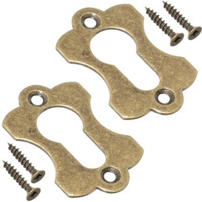 AERZETIX C73733 Paire de 2 rosettes plaques 60x38x2 mm pour cylindre profilé cache trou de clé en métal couleur laiton vieilli porte rosace ferrure protection sécutité - Publicité AERZETIX C73733 Paire de 2 rosettes plaques 60x38x2 mm pour cylindre profilé cache trou de clé en métal couleur laiton vieilli porte rosace ferrure protection sécutité - Publicité
