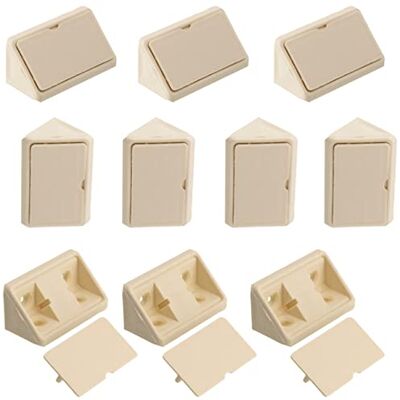 AERZETIX C65771 Lot de 10 équerres d'angle 42x27 mm en plastique avec couvercle raccord d'assemblage de meuble support étagères fixation panneaux armoire placard vis ébéniste couleur crème - Publicité AERZETIX C65771 Lot de 10 équerres d'angle 42x27 mm en plastique avec couvercle raccord d'assemblage de meuble support étagères fixation panneaux armoire placard vis ébéniste couleur crème - Publicité