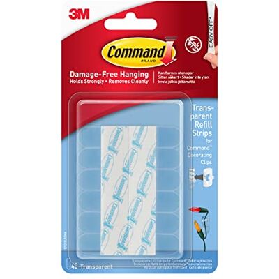Command Mini-languettes de Recharge Transparentes pour Clips de Décoration 40 Languettes Fixation sans Dommage - Publicité Command Mini-languettes de Recharge Transparentes pour Clips de Décoration 40 Languettes Fixation sans Dommage - Publicité
