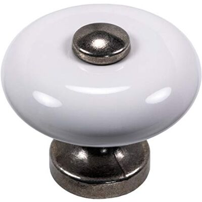 Gedotec Bouton de Porte Meuble Poignée en Fer Blanc Vieilli et Porcelaine Blanche Bouton de Meuble, Armoire, Placard et Tiroir Design Vintage avec Vis M4 x 25 mm Diamètre 35 mm 1 Pièce - Publicité Gedotec Bouton de Porte Meuble Poignée en Fer Blanc Vieilli et Porcelaine Blanche Bouton de Meuble, Armoire, Placard et Tiroir Design Vintage avec Vis M4 x 25 mm Diamètre 35 mm 1 Pièce - Publicité