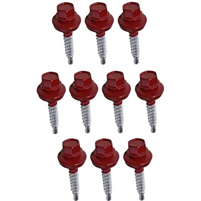 AERZETIX C57203 Lot de 10 Vis autoperceuse métal sur bois Ø4.8x35 mm + rondelle d'étanchéité EPDM peint en couleur rouge brun RAL 3011 empreinte de la tête 8 mm hexagonale en acier - Publicité AERZETIX C57203 Lot de 10 Vis autoperceuse métal sur bois Ø4.8x35 mm + rondelle d'étanchéité EPDM peint en couleur rouge brun RAL 3011 empreinte de la tête 8 mm hexagonale en acier - Publicité