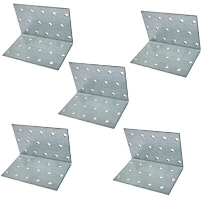 AERZETIX C58964 Lot de 5 Équerres d'assemblage perforées 60x60x100x2 mm pattes de fixation à angle droit à 30 trous ronds montage renforcement étagères meuble bois en acier zingué Z275 - Publicité AERZETIX C58964 Lot de 5 Équerres d'assemblage perforées 60x60x100x2 mm pattes de fixation à angle droit à 30 trous ronds montage renforcement étagères meuble bois en acier zingué Z275 - Publicité
