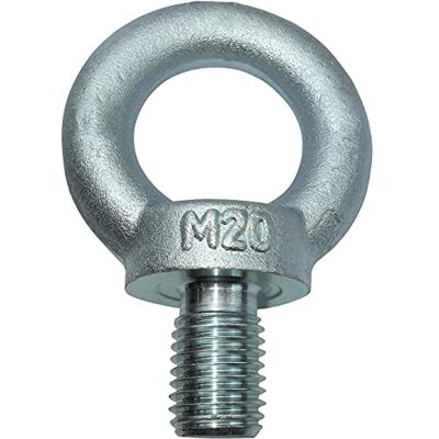 AERZETIX Boulon à Œil M20 Anneau Bague de Levage en Acier Zingué Filetage Métrique DIN 580-1200kg Couleur Argent - Publicité AERZETIX Boulon à Œil M20 Anneau Bague de Levage en Acier Zingué Filetage Métrique DIN 580-1200kg Couleur Argent - Publicité