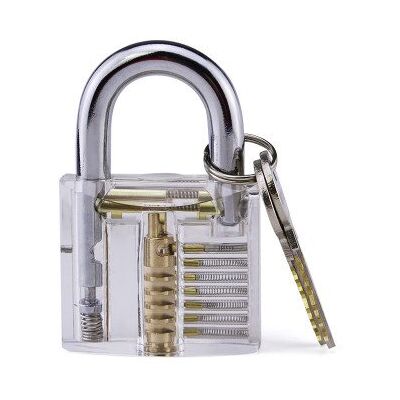 HONESECUR Homy Transparent Cadenas, entraînement Pan coupé Cristal Broches Gobelet à clé Cadenas avec 2 clés, serrure Practise outils pour serrurier débutant - Publicité HONESECUR Homy Transparent Cadenas, entraînement Pan coupé Cristal Broches Gobelet à clé Cadenas avec 2 clés, serrure Practise outils pour serrurier débutant - Publicité