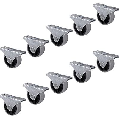 Gedotec Lot de 10 roulettes fixes design avec plaque de fixation Pour tous les sols En plastique gris Castor Diamètre des roulettes : 40 mm Charge maximale : 25 kg - Publicité Gedotec Lot de 10 roulettes fixes design avec plaque de fixation Pour tous les sols En plastique gris Castor Diamètre des roulettes : 40 mm Charge maximale : 25 kg - Publicité