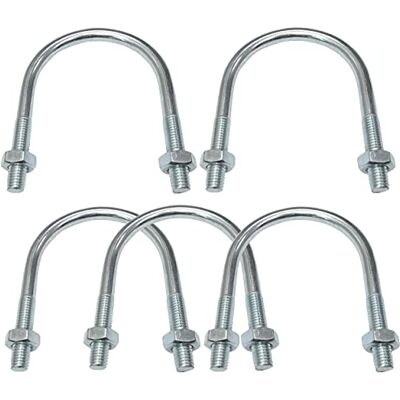 AERZETIX Lot de 5 Boulons en U et 10 Écrous M10-110x73mm en Acier au Carbone Zingué pour Tuyauterie Gris Argenté - Publicité AERZETIX Lot de 5 Boulons en U et 10 Écrous M10-110x73mm en Acier au Carbone Zingué pour Tuyauterie Gris Argenté - Publicité