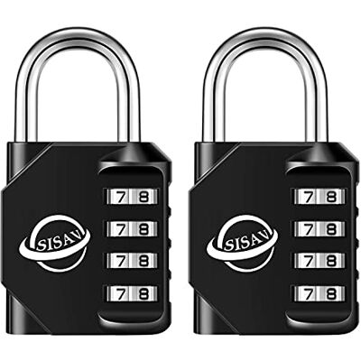 SISAV Cadenas à Combinaison 4 Chiffres Pour Usage Extérieur,Pour Casier de Gymnase Scolaire,Casier de Sport,Portail de Clôture,Portail,Loquets et Boîte à Outils,Noir (2 Pièces) - Publicité SISAV Cadenas à Combinaison 4 Chiffres Pour Usage Extérieur,Pour Casier de Gymnase Scolaire,Casier de Sport,Portail de Clôture,Portail,Loquets et Boîte à Outils,Noir (2 Pièces) - Publicité