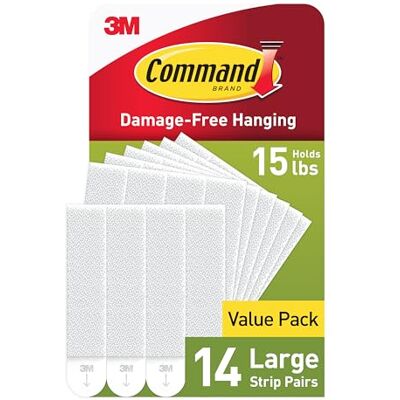 Command PH206-14NA Lot de 14 paires de bandes de suspension pour tableaux, peut supporter 7,3 kg, blanc - Publicité Command PH206-14NA Lot de 14 paires de bandes de suspension pour tableaux, peut supporter 7,3 kg, blanc - Publicité