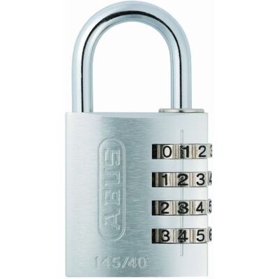 ABUS Cadenas à combinaison 145/40 argent Cadenas pour valises, casiers et bien d'autres choses encore. Cadenas en aluminium code numérique réglable individuellement niveau de sécurité 4 - Publicité ABUS Cadenas à combinaison 145/40 argent Cadenas pour valises, casiers et bien d'autres choses encore. Cadenas en aluminium code numérique réglable individuellement niveau de sécurité 4 - Publicité