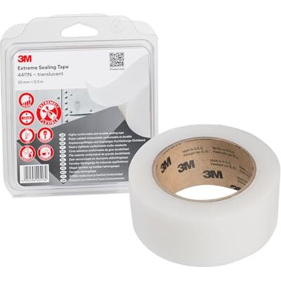 3M Ruban d'étanchéité 4411N adhère sur de nombreux Métaux et plastiques sans temps de séchage, sans coulure ou besoin de nettoyage 50mm x 5.5m, translucide, épaisseur 1.0mm (1 Rouleau) - Publicité 3M Ruban d'étanchéité 4411N adhère sur de nombreux Métaux et plastiques sans temps de séchage, sans coulure ou besoin de nettoyage 50mm x 5.5m, translucide, épaisseur 1.0mm (1 Rouleau) - Publicité
