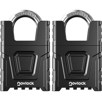 NovLock Cadenas à code extérieur résistant aux intempéries à 4 chiffres avec anse blindée anti-coupe de 8 mm pour portails, clôtures, cabanes, abris, casiers et armoires lot de 2, noir - Publicité NovLock Cadenas à code extérieur résistant aux intempéries à 4 chiffres avec anse blindée anti-coupe de 8 mm pour portails, clôtures, cabanes, abris, casiers et armoires lot de 2, noir - Publicité