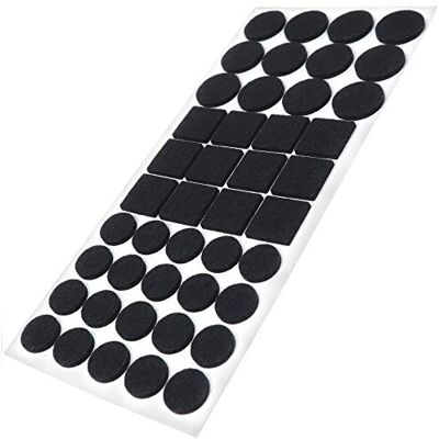 Adsamm ® / 44 x patins en feutre / différentes tailles / Ø 28 mm / Ø20 mm / 25x25 mm / noirs / mixedx mm / carré / épaisseur 3,5 mm / patins glisseurs auto-adhésifs de qualité optimale - Publicité Adsamm ® / 44 x patins en feutre / différentes tailles / Ø 28 mm / Ø20 mm / 25x25 mm / noirs / mixedx mm / carré / épaisseur 3,5 mm / patins glisseurs auto-adhésifs de qualité optimale - Publicité