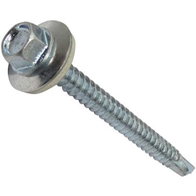 AERZETIX C44541 Lot de 20 Vis autoperceuse M5.5x60mm + rondelle d'étanchéité à empreinte hexagonale 8mm en acier zingué DIN7504K tôle bardage métallique chéneaux panneaux sandwich - Publicité AERZETIX C44541 Lot de 20 Vis autoperceuse M5.5x60mm + rondelle d'étanchéité à empreinte hexagonale 8mm en acier zingué DIN7504K tôle bardage métallique chéneaux panneaux sandwich - Publicité