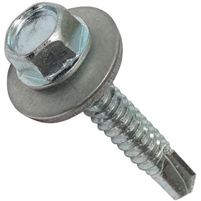 AERZETIX C44547 Lot de 20 Vis autoperceuse M6.3x38mm + rondelle d'étanchéité à empreinte hexagonale 10mm en acier zingué DIN7504K tôle bardage métallique chéneaux panneaux sandwich - Publicité AERZETIX C44547 Lot de 20 Vis autoperceuse M6.3x38mm + rondelle d'étanchéité à empreinte hexagonale 10mm en acier zingué DIN7504K tôle bardage métallique chéneaux panneaux sandwich - Publicité