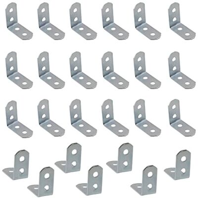 AERZETIX C65774 Lot de 25 Équerres d'assemblage 30x30x15x1.5 mm à angle droit à 4 trous patte de montage fixation renforcement étagères meuble bois en acier zingué couleur argent - Publicité AERZETIX C65774 Lot de 25 Équerres d'assemblage 30x30x15x1.5 mm à angle droit à 4 trous patte de montage fixation renforcement étagères meuble bois en acier zingué couleur argent - Publicité