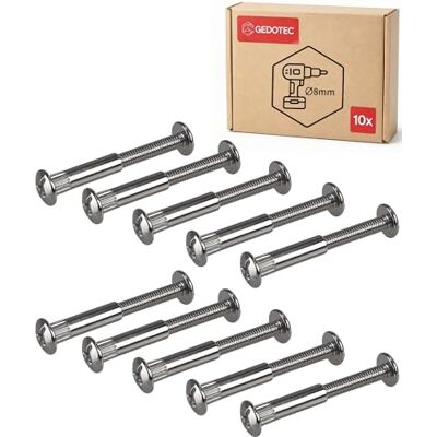 Gedotec Vis de meuble M6 10 pièces vis à douille Connecteur acier nickelé Épaisseur bois 56-65 mm Connecteur d'armoire à fente cruciforme PZ2 et lame plate - Publicité Gedotec Vis de meuble M6 10 pièces vis à douille Connecteur acier nickelé Épaisseur bois 56-65 mm Connecteur d'armoire à fente cruciforme PZ2 et lame plate - Publicité