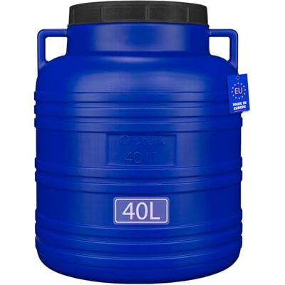 BAUPROFI Fût à col large de 40 litres, bleu, ouverture de 19 cm, avec couvercle et poignées (qualité alimentaire) - Publicité BAUPROFI Fût à col large de 40 litres, bleu, ouverture de 19 cm, avec couvercle et poignées (qualité alimentaire) - Publicité