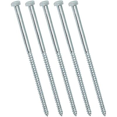 AERZETIX C44568 Lot de 5 Tirefond/vis à bois M6x140mm à tête hexagonale 6 pans DIN571 en acier-zingué assemblage fixation charpente ossature contreplaqués agglomérés - Publicité AERZETIX C44568 Lot de 5 Tirefond/vis à bois M6x140mm à tête hexagonale 6 pans DIN571 en acier-zingué assemblage fixation charpente ossature contreplaqués agglomérés - Publicité