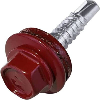 AERZETIX C57176 Lot de 50 Vis autoperceuse Ø4.8x25 mm + rondelle d'étanchéité EPDM peint en couleur rouge brun RAL 3011 empreinte de la tête 8 mm hexagonale en acier - Publicité AERZETIX C57176 Lot de 50 Vis autoperceuse Ø4.8x25 mm + rondelle d'étanchéité EPDM peint en couleur rouge brun RAL 3011 empreinte de la tête 8 mm hexagonale en acier - Publicité