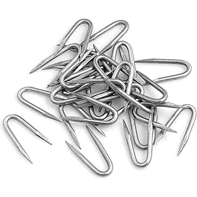 Design61 Lot de 100 clous en U en acier galvanisé Ø 3,0 x 30 mm pour la construction de clôture et la fixation de fil - Publicité Design61 Lot de 100 clous en U en acier galvanisé Ø 3,0 x 30 mm pour la construction de clôture et la fixation de fil - Publicité