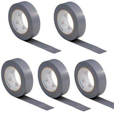AUPROTEC 5 rouleaux VDE Ruban Isolant Électrique Bande Isolatrice PVC 15mm x 10 DIN EN 60454-3-1 couleur: gris - Publicité AUPROTEC 5 rouleaux VDE Ruban Isolant Électrique Bande Isolatrice PVC 15mm x 10 DIN EN 60454-3-1 couleur: gris - Publicité