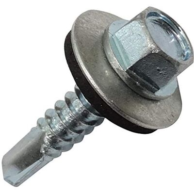 AERZETIX C44537 Lot de 20 Vis autoperceuse M5.5x25mm + rondelle d'étanchéité à empreinte hexagonale 8mm en acier zingué DIN7504K tôle bardage métallique chéneaux panneaux sandwich - Publicité AERZETIX C44537 Lot de 20 Vis autoperceuse M5.5x25mm + rondelle d'étanchéité à empreinte hexagonale 8mm en acier zingué DIN7504K tôle bardage métallique chéneaux panneaux sandwich - Publicité