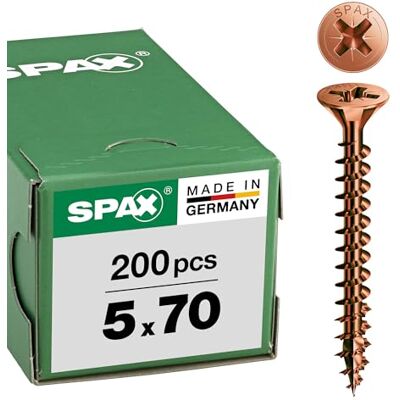 Vis Spax Tsp Tête Svasée Plate Pozidriv Bronzée 5,0 mm x 70 mm Lot de 200 - Publicité Vis Spax Tsp Tête Svasée Plate Pozidriv Bronzée 5,0 mm x 70 mm Lot de 200 - Publicité