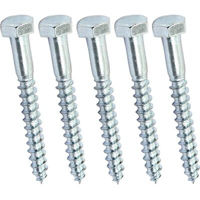 AERZETIX C44585 Lot de 5 Tirefond/vis à bois M8x70mm à tête hexagonale 6 pans DIN571 en acier-zingué assemblage fixation charpente ossature contreplaqués agglomérés - Publicité AERZETIX C44585 Lot de 5 Tirefond/vis à bois M8x70mm à tête hexagonale 6 pans DIN571 en acier-zingué assemblage fixation charpente ossature contreplaqués agglomérés - Publicité
