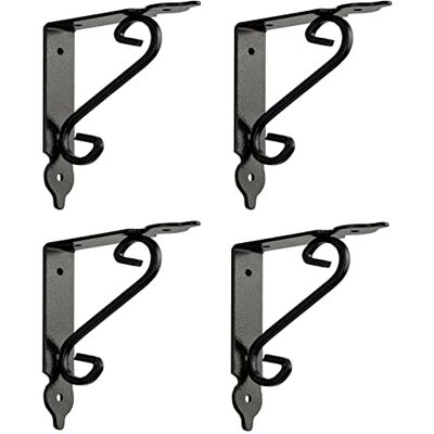 Gedotec Smithy Lot de 4 consoles décoratives en métal pour charges lourdes – Profondeur : 140 mm – Charge maximale : 15 kg – Acier forgé noir vieilli – Lot de 4 équerres d'étagère de style maison de - Publicité Gedotec Smithy Lot de 4 consoles décoratives en métal pour charges lourdes – Profondeur : 140 mm – Charge maximale : 15 kg – Acier forgé noir vieilli – Lot de 4 équerres d'étagère de style maison de - Publicité