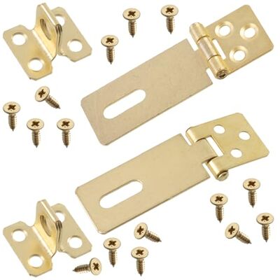AERZETIX C76241 Lot de 2 moraillons de cadenas verrouillage fermoir de porte fenêtre entrebâilleur antivol mécanisme protection sécurité en métal couleur doré - Publicité AERZETIX C76241 Lot de 2 moraillons de cadenas verrouillage fermoir de porte fenêtre entrebâilleur antivol mécanisme protection sécurité en métal couleur doré - Publicité