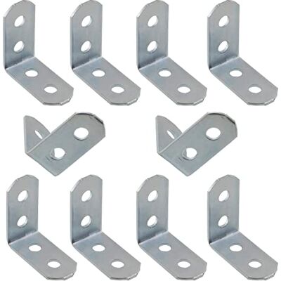 AERZETIX C65774 Lot de 10 Équerres d'assemblage 30x30x15x1.5 mm à angle droit à 4 trous patte de montage fixation renforcement étagères meuble bois en acier zingué couleur argent - Publicité AERZETIX C65774 Lot de 10 Équerres d'assemblage 30x30x15x1.5 mm à angle droit à 4 trous patte de montage fixation renforcement étagères meuble bois en acier zingué couleur argent - Publicité