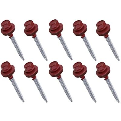 AERZETIX C57202 Lot de 10 Vis autoperceuse métal sur bois Ø4.8x55 mm + rondelle d'étanchéité EPDM peint en couleur rouge brun RAL 3011 empreinte de la tête 8 mm hexagonale en acier - Publicité AERZETIX C57202 Lot de 10 Vis autoperceuse métal sur bois Ø4.8x55 mm + rondelle d'étanchéité EPDM peint en couleur rouge brun RAL 3011 empreinte de la tête 8 mm hexagonale en acier - Publicité