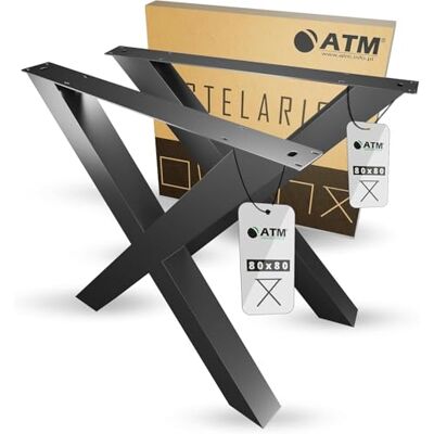 ATM ® Pieds de Table en Forme de X 2 Traverses pour Meubles Profil Métallique 80x80mm Base Solide pour Tables, Bureaux et Plans de Travail Structure en Acier (Haut. 73 cm) Noir Mat - Publicité ATM ® Pieds de Table en Forme de X 2 Traverses pour Meubles Profil Métallique 80x80mm Base Solide pour Tables, Bureaux et Plans de Travail Structure en Acier (Haut. 73 cm) Noir Mat - Publicité
