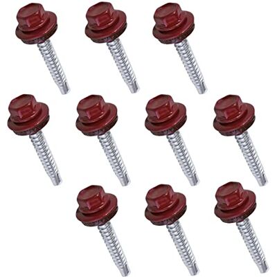 AERZETIX C57175 Lot de 10 Vis autoperceuse Ø4.8x35 mm + rondelle d'étanchéité EPDM peint en couleur rouge brun RAL 3011 empreinte de la tête 8 mm hexagonale en acier - Publicité AERZETIX C57175 Lot de 10 Vis autoperceuse Ø4.8x35 mm + rondelle d'étanchéité EPDM peint en couleur rouge brun RAL 3011 empreinte de la tête 8 mm hexagonale en acier - Publicité