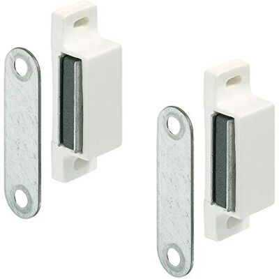 Gedotec Easy Lot de 2 aimants de porte en plastique blanc avec vis - Publicité Gedotec Easy Lot de 2 aimants de porte en plastique blanc avec vis - Publicité